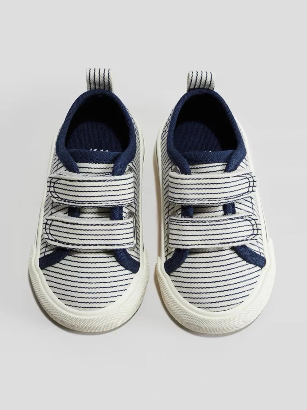 Toddler Boy H&M Navy & White Striped Canvas Velcro Sneakers for Kids